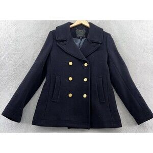 Women's Black Pea Coat with Gold Buttons